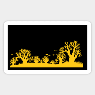 Baobab Trees Silhouette Black and Yellow Sticker
